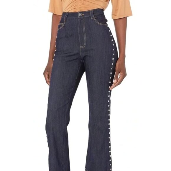 NWT Cinq a Sept Fiona Studded jeans in Indigo-sz 0 - Picture 1 of 12